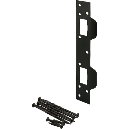 Prime-Line Door Strike, 5-1/2", Hole Center, Matte Black (Single Pack)
