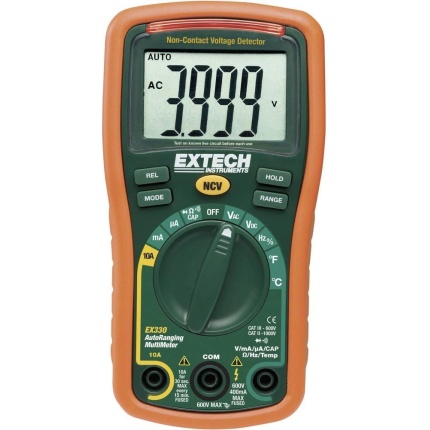Extech EX330 Autoranging Mini Multimeter, 12-Function, NCV, Type K