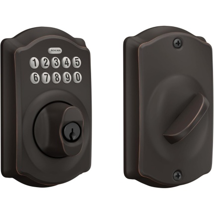 SCHLAGE BE365 Electronic Keypad Deadbolt Lock, Camelot Trim