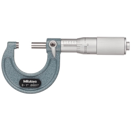 Mitutoyo 103-135, 0-1 X .0001 Outside Micrometer, Friction Thimble